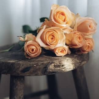 Bouquet de roses pêche Tiffany