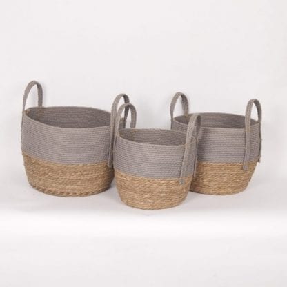 Cache pot Panier Gris 
