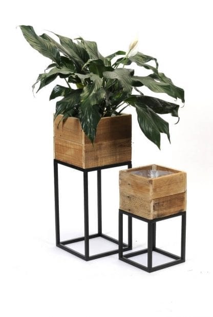 Jardinière Carré Bois et Métal