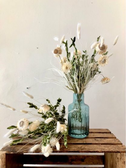 Petit bouquet fleurs séchées blanc et vert