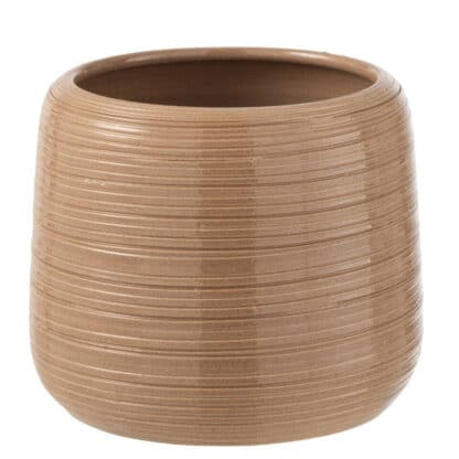 Cache-pot nervure céramique crème 7”