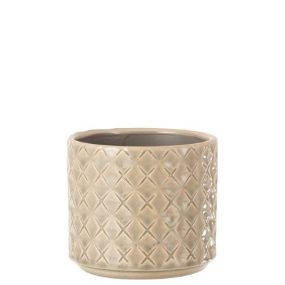 Cache pot croix gris clair 4”