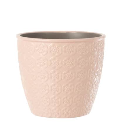 Cache-pot fleur céramique rose 6”
