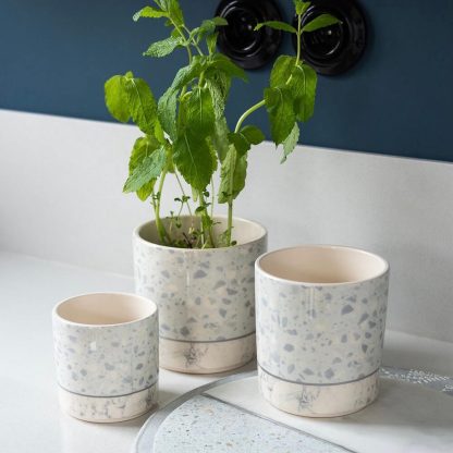Cache-pot Terrazzo gris et bleu